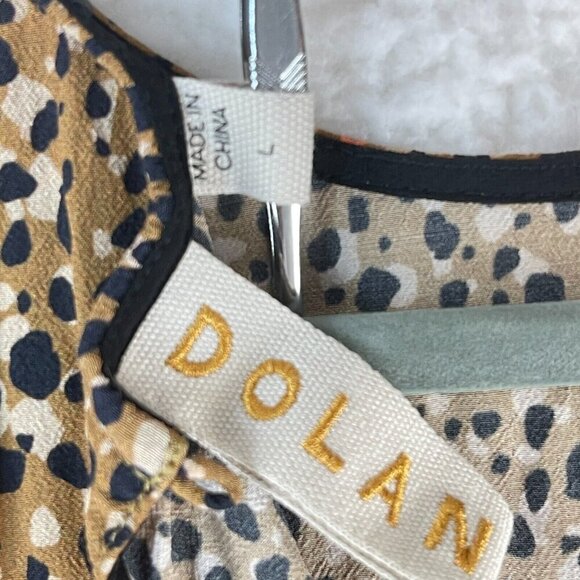 Dolan Brown Animal Print Long Sleeve Round Neck Lightweight Shirt Womens Size L - Picture 8 of 13